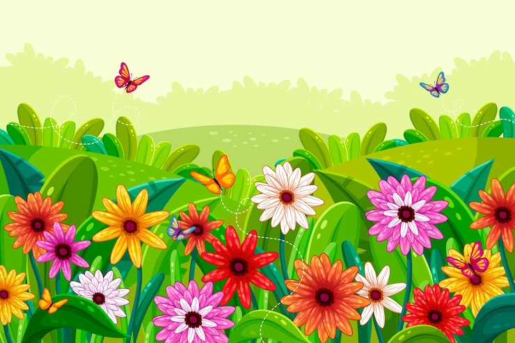 Free Vector flat design spring landscape