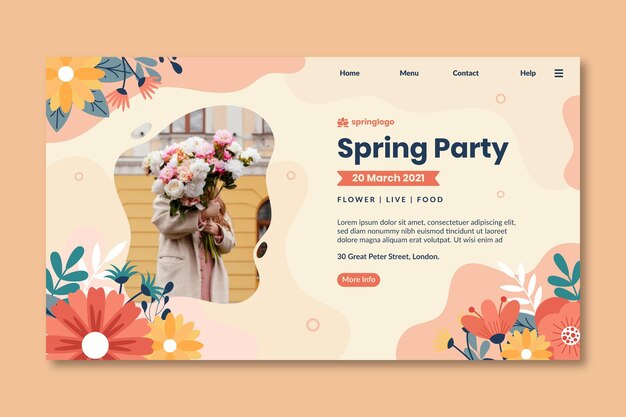 Flat design spring and model landing page template