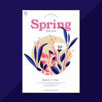 Free vector flat design spring party poster template