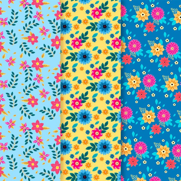 Flat design spring pattern collection concept