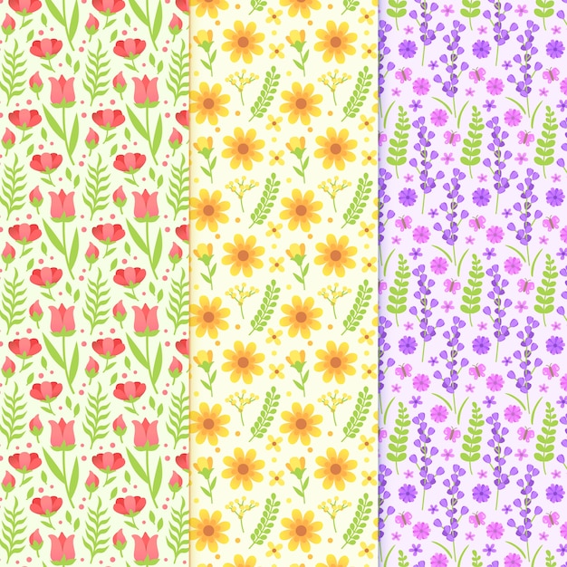 Flat design spring pattern collection design