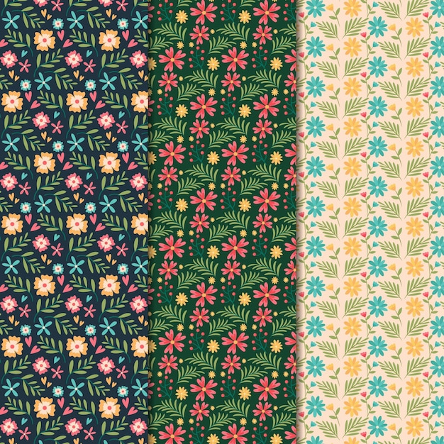 Flat design spring pattern collection