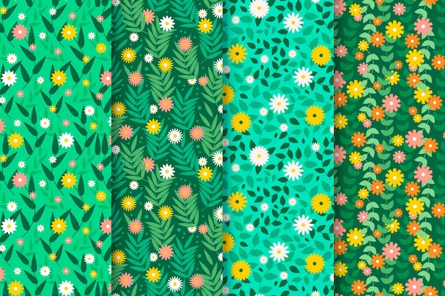 Flat design spring pattern collection