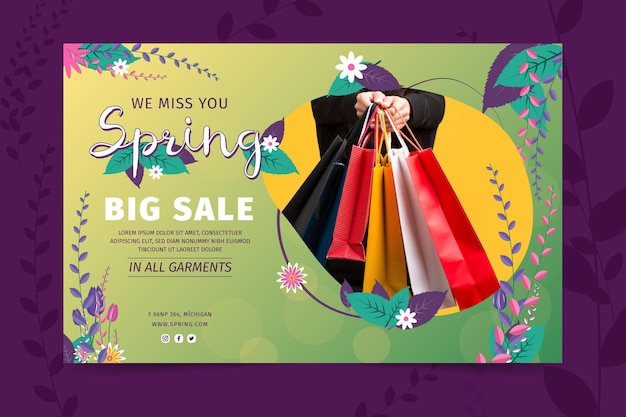 Free vector flat design spring sale banner template