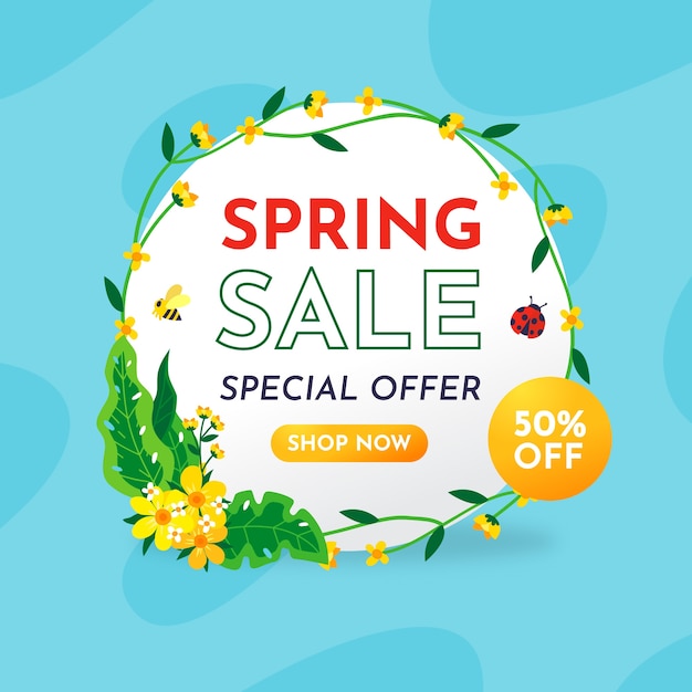 Free vector flat design spring sale banner