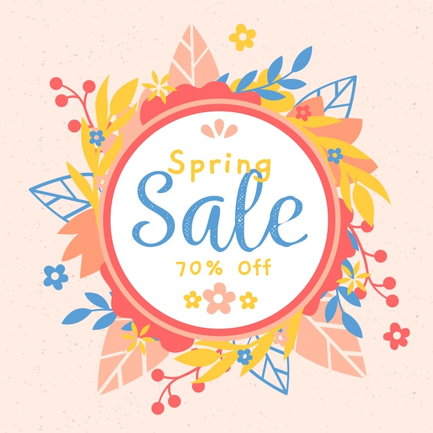 Flat design spring sale banner