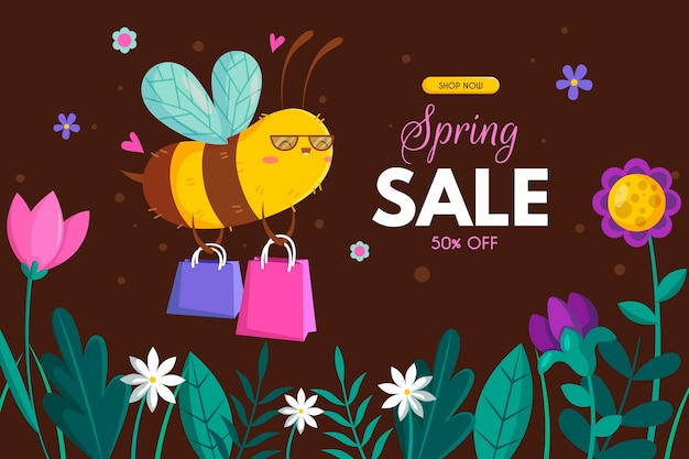 Free vector flat design spring sale banner