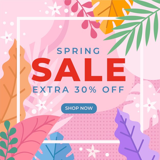 Flat design spring sale concept