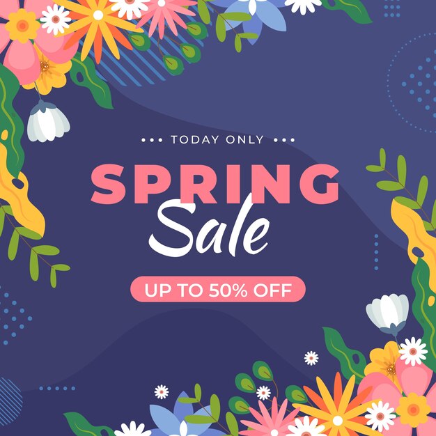 Flat design spring sale concept