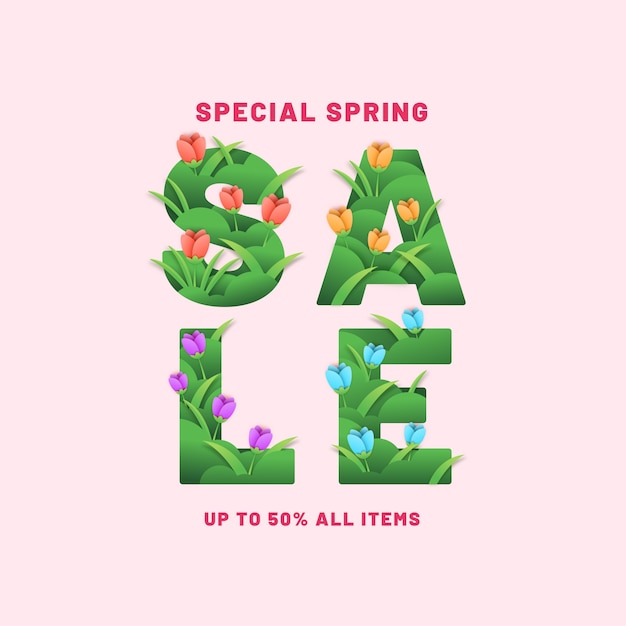 Flat design spring sale concept