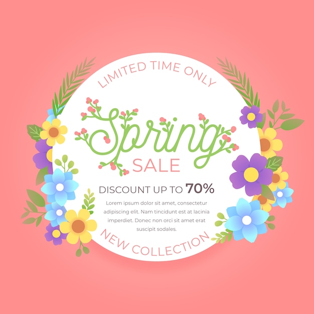 Vettore gratuito sconto di vendita di primavera design piatto