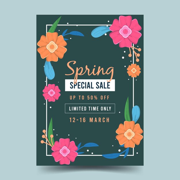 Free vector flat design spring sale flyer template