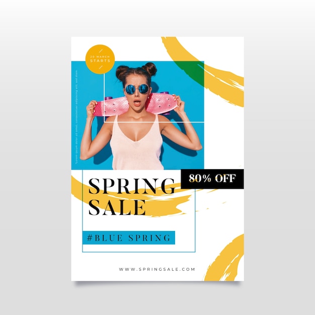 Flat design spring sale flyer