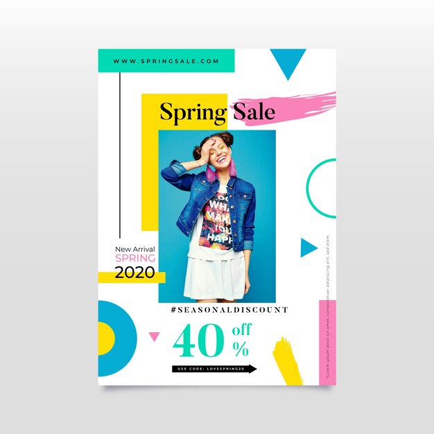 Free vector flat design spring sale poster