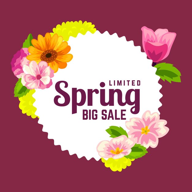 Flat design spring sale promo illustrated