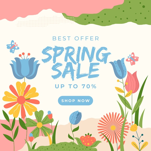 Flat design spring sale text