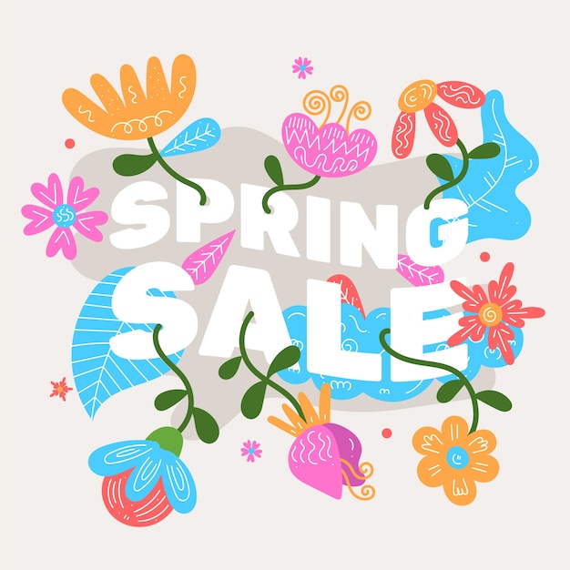 Flat design spring sale with colorful flowers