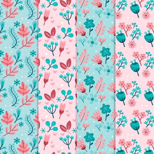 Flat design spring theme for pattern collection