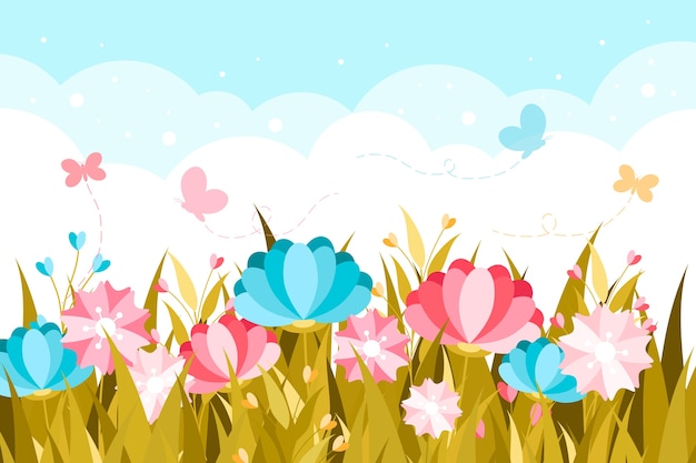 Free vector flat design spring theme for wallpaper