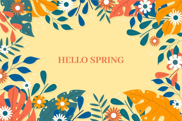 Free vector flat design spring wallpaper with flowers