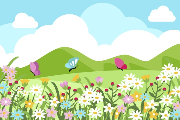 Free vector flat design spring wallpaper