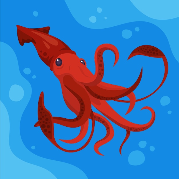 Free vector flat design squid illustration