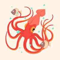 Free vector flat design squid illustration