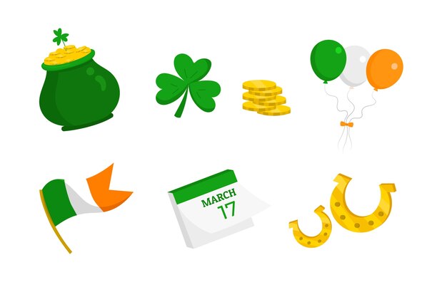 Flat design st. patrick's day element collection