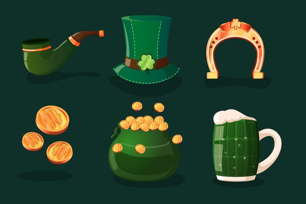 Flat design st. patrick's day elements