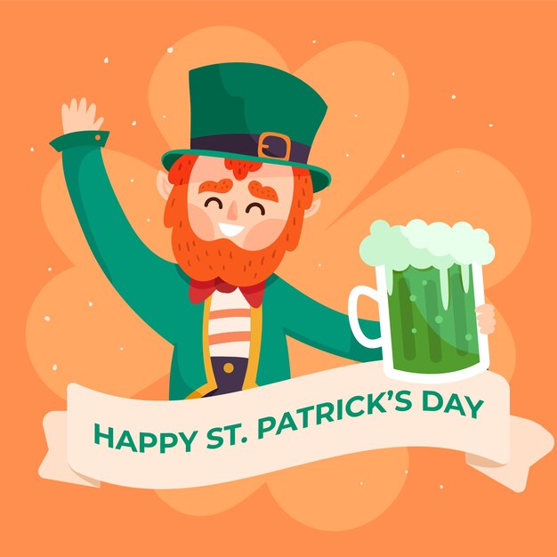 Flat design st. patrick's day event with elf