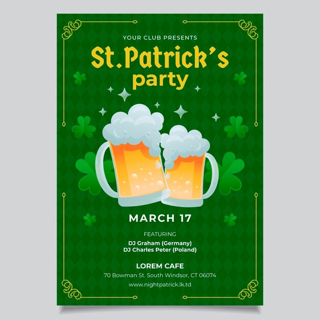 Flat design st. patrick's day flyer template