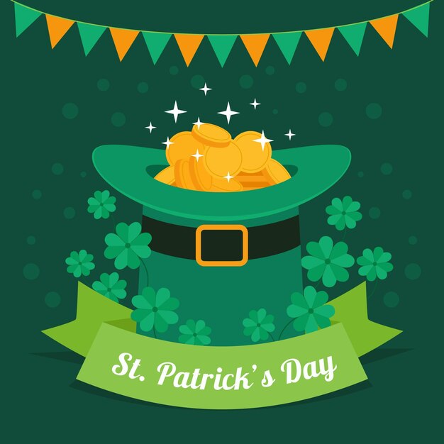 Flat design st. patrick's day hat with coins