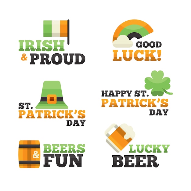 Flat design st. patrick's day label collection