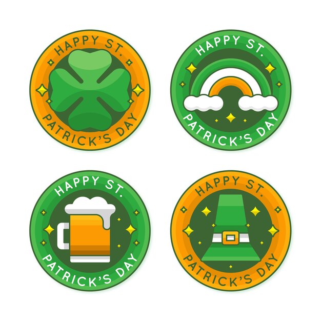 Flat design st. patrick's day label set