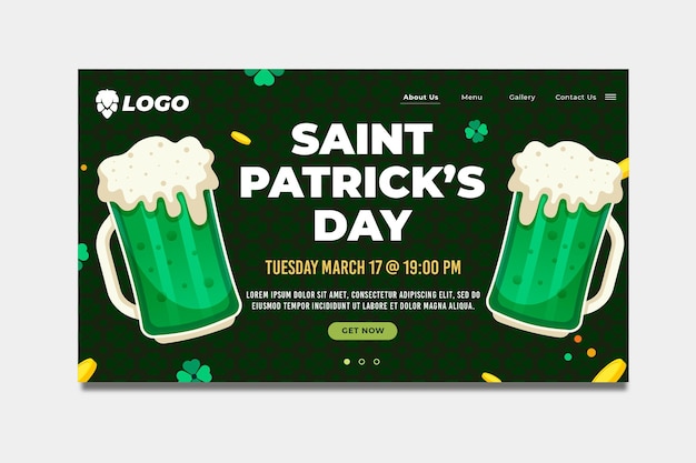 Free vector flat design st. patrick's day landing page