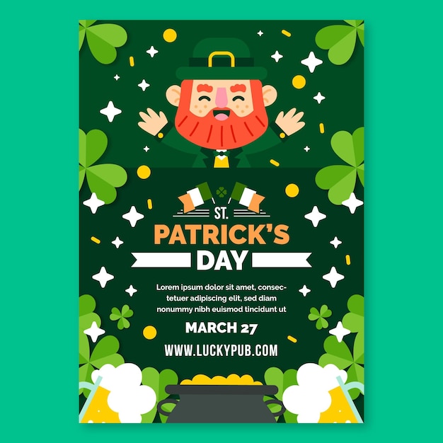 Flat design st. patrick's day vertical flyer