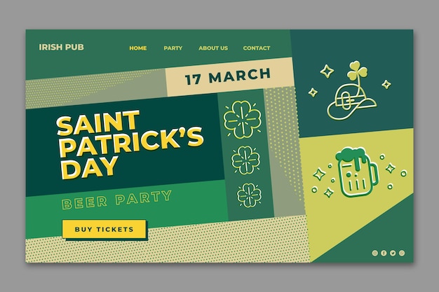 Free vector flat design st. patrick's day web template