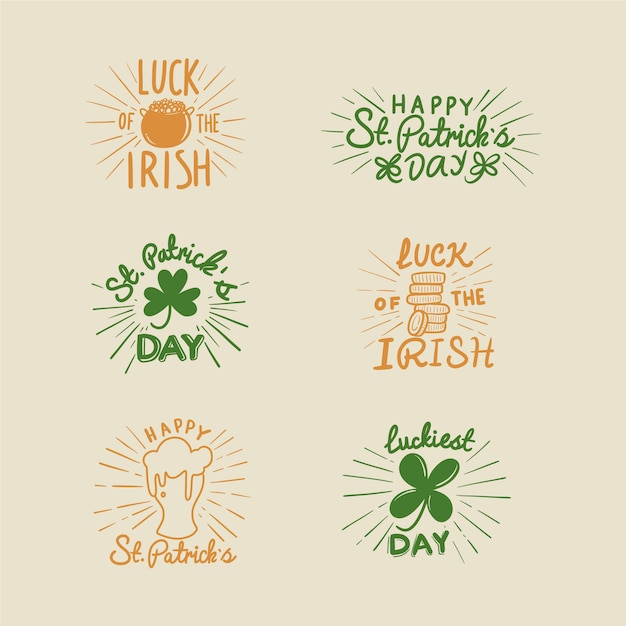 Free vector flat design st patricks day badge collection