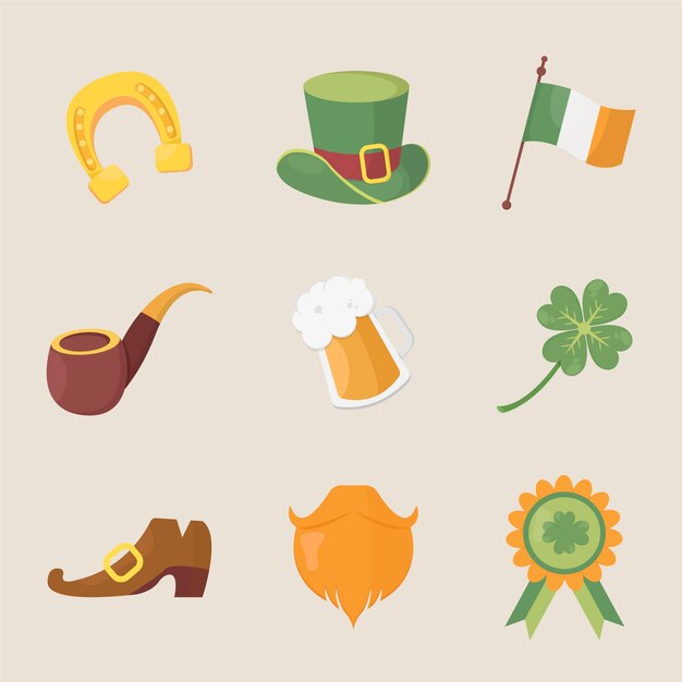 Flat design st. patricks day element collection