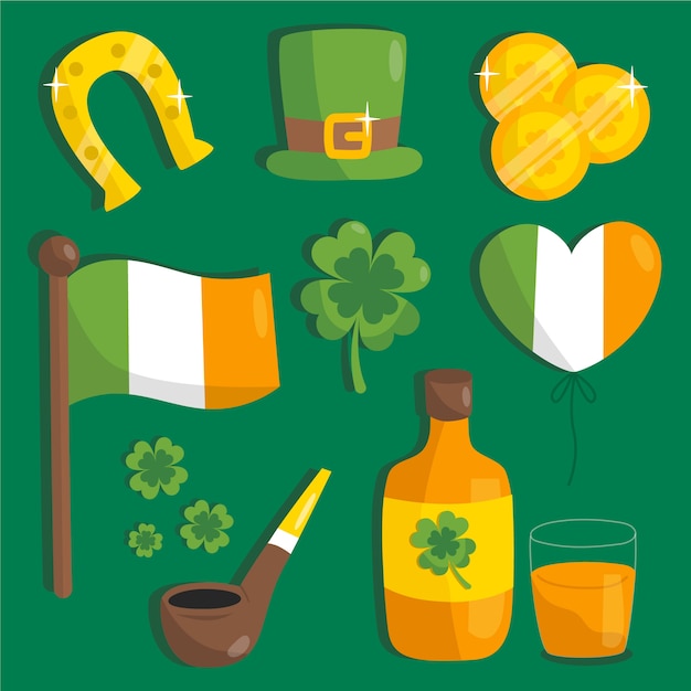 Free vector flat design st. patricks day element collection