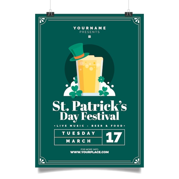 Flat design st. patricks day flyer template concept