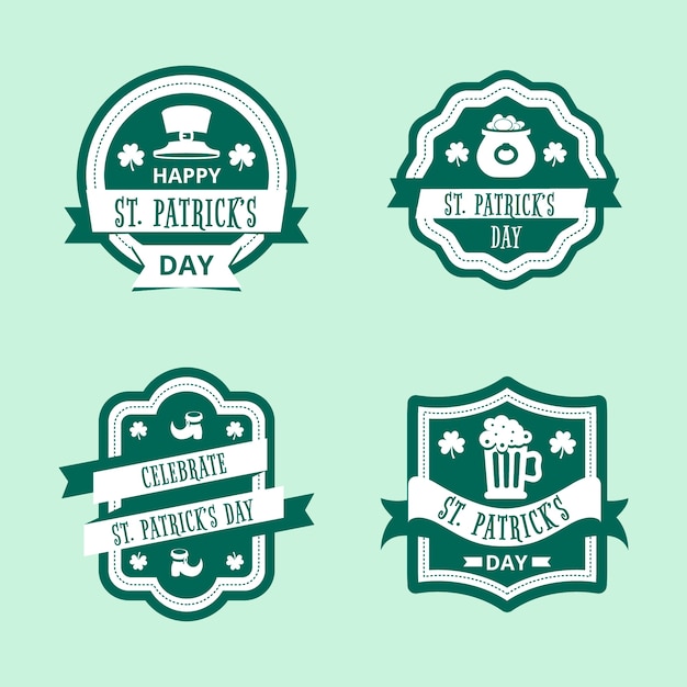 Free vector flat design st. patricks day label collection concept