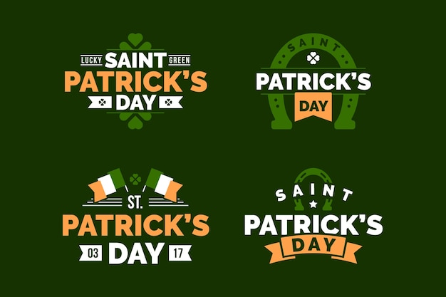 Free vector flat design st. patricks day label collection