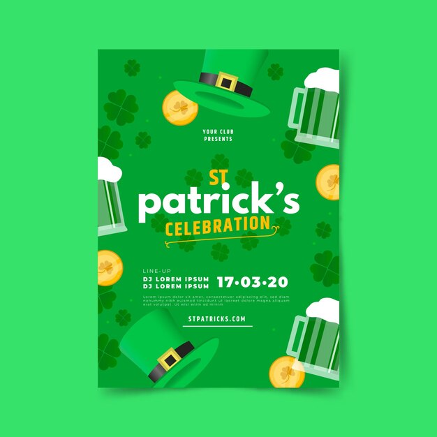 Flat design st patricks day poster template