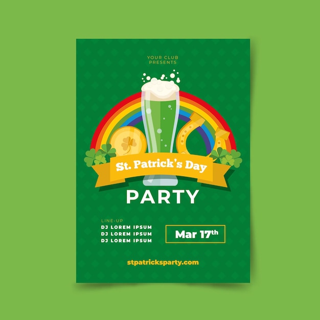 Free vector flat design st patricks day poster template