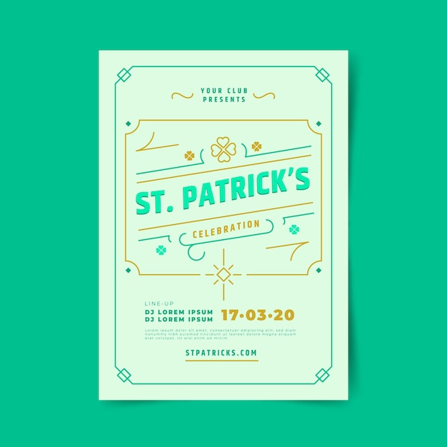 Flat design st patricks day poster template