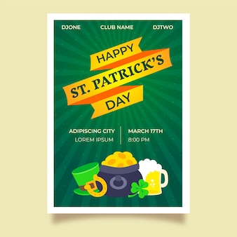 Flat design st patricks day poster template