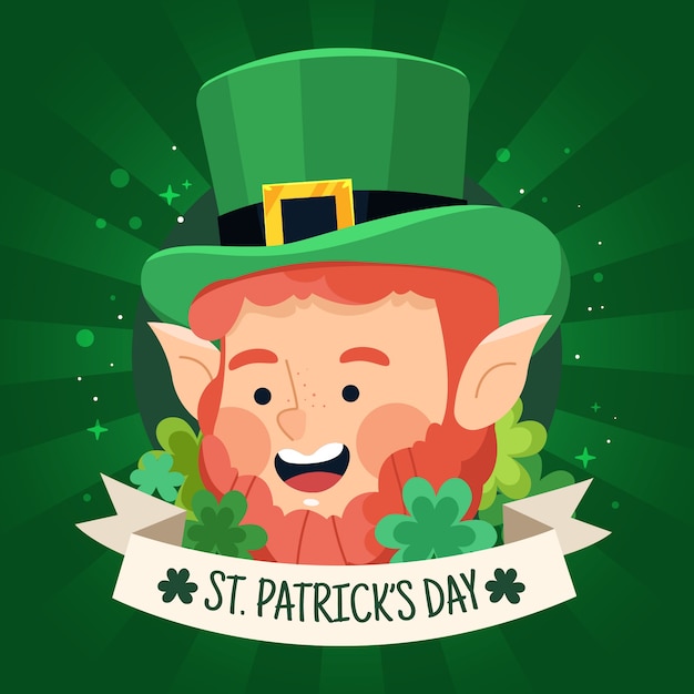 Flat design st. patricks leprechaun theme