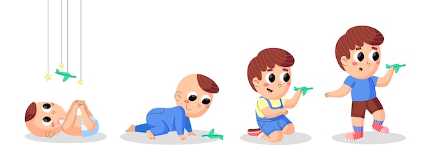 Flat design stages of a baby boy set