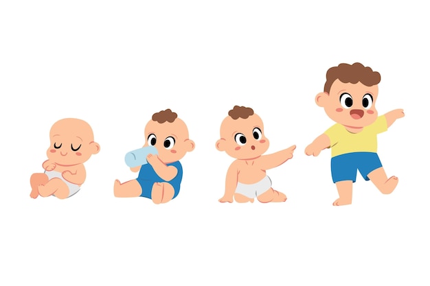 Free vector flat design stages of a baby boy